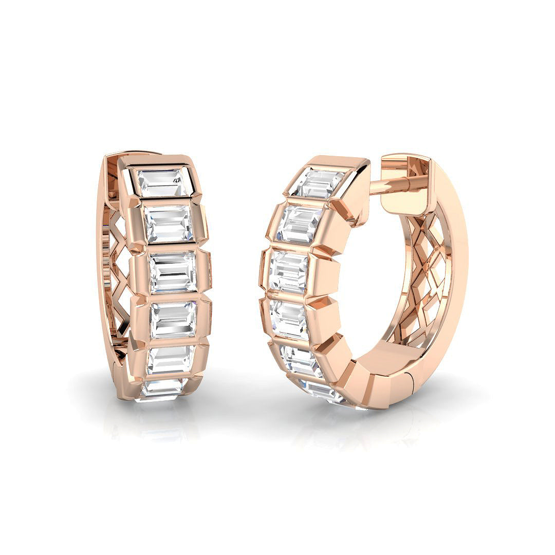 0.5 Ct Emerald-Cut Diamond Hoop Earrings in 10K/14K gold and platinum with certified lab-grown or natural diamonds