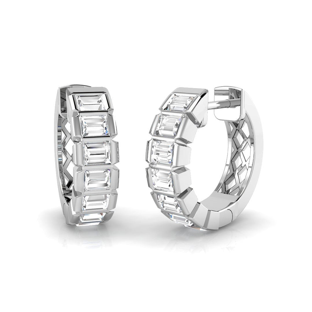 0.5 Ct Emerald-Cut Diamond Hoop Earrings in 10K/14K gold and platinum with certified lab-grown or natural diamonds