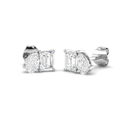 Elegant 1.0Ct Emerald and Pear Cut Diamond Toi et Moi Stud Earrings in 10K/14K gold and platinum with certified lab-grown or natural diamonds