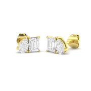 Elegant 1.0Ct Emerald and Pear Cut Diamond Toi et Moi Stud Earrings in 10K/14K gold and platinum with certified lab-grown or natural diamonds