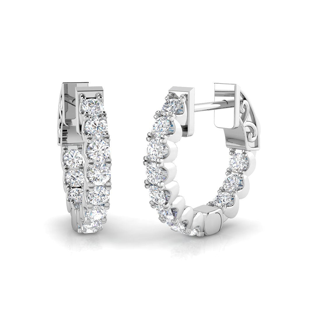 0.5 Ct to 3.5 Ct Diamond Hoop Earrings in 10K/14K gold and platinum with certified lab-grown or natural diamonds