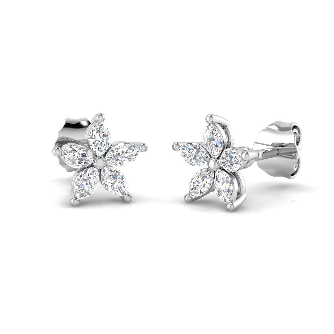 Gorgeous 0.50Ct Diamond Marquise Floral Stud Earrings in in 10K/14K gold and platinum with certified lab-grown or natural diamonds