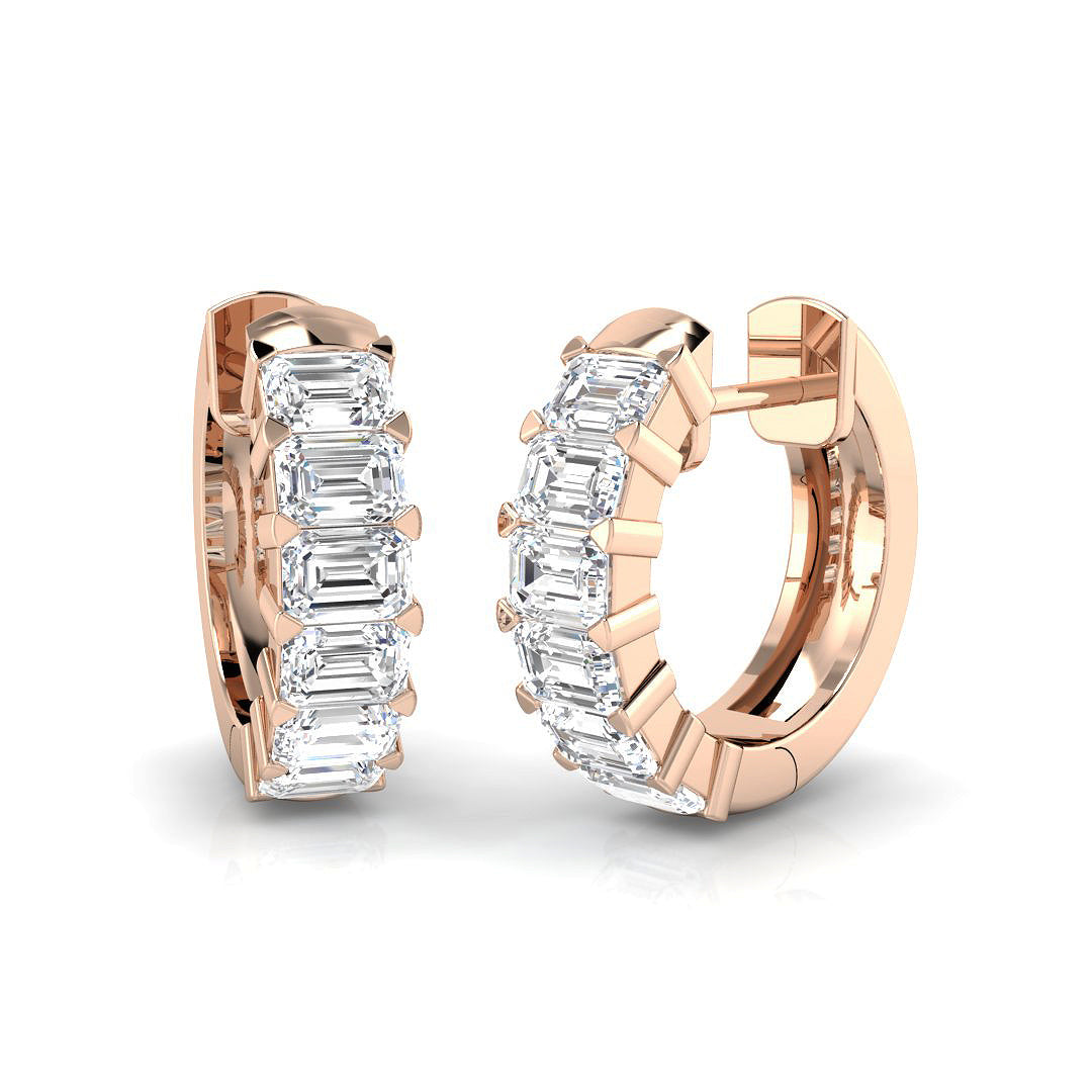 Emerald-Cut 1.75 Ct Diamond Hoop Earrings in 10K/14K gold and platinum with certified lab-grown or natural diamonds