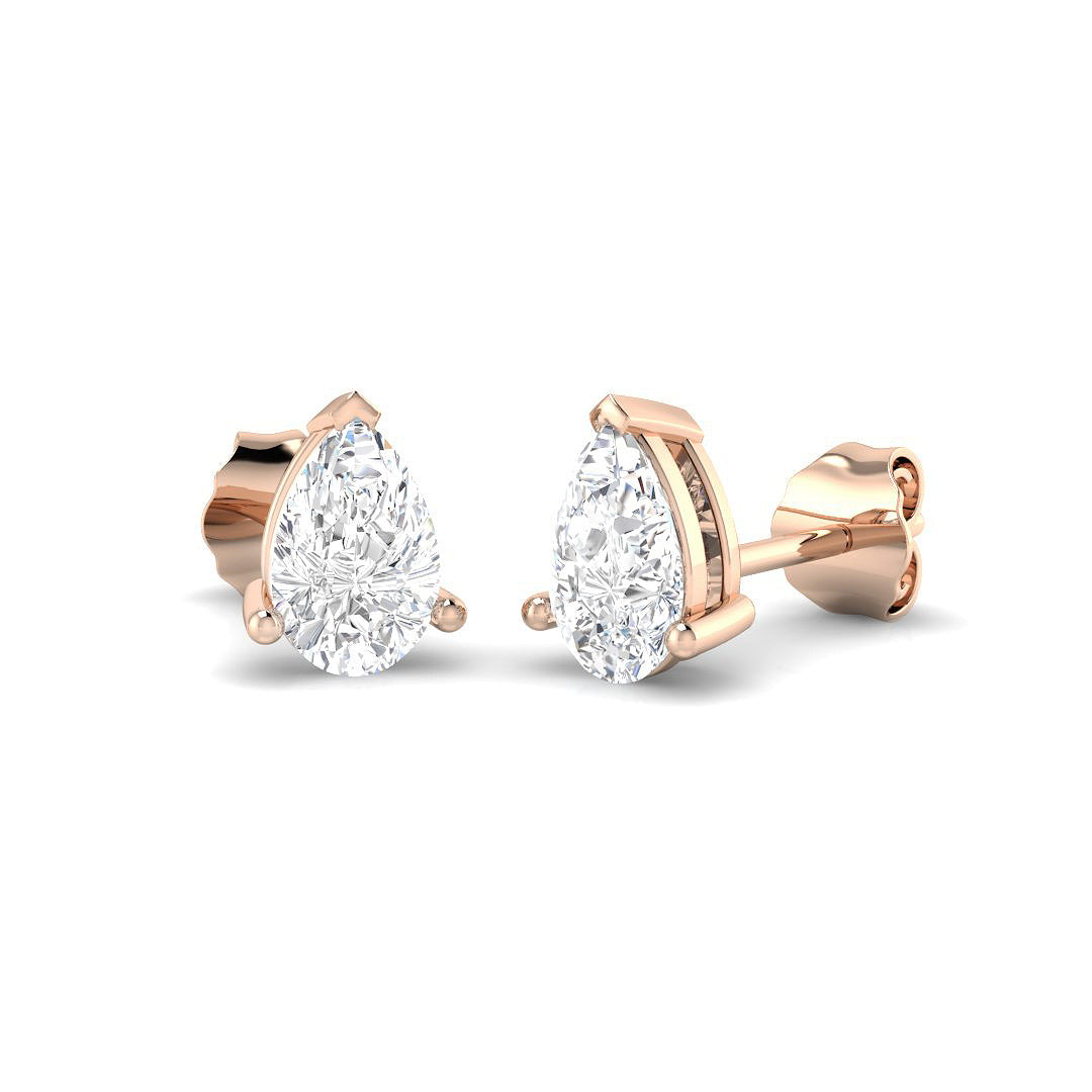 Stud Earrings with Lab Grown Pear Cut Diamond - 1.50ct in 10K/14K gold and platinum with certified lab-grown or natural diamonds