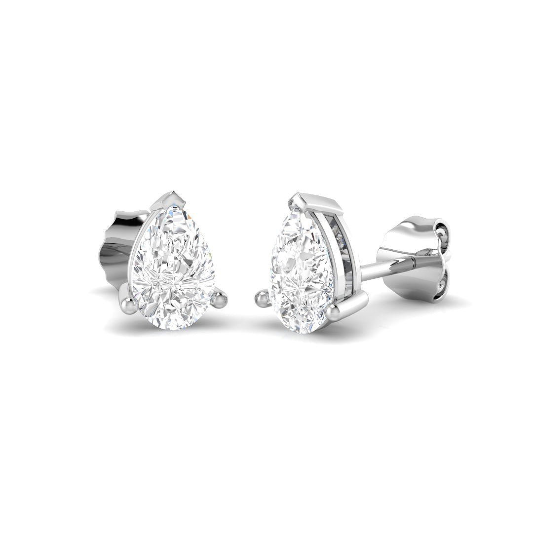 Stud Earrings with Lab Grown Pear Cut Diamond - 1.50ct in 10K/14K gold and platinum with certified lab-grown or natural diamonds
