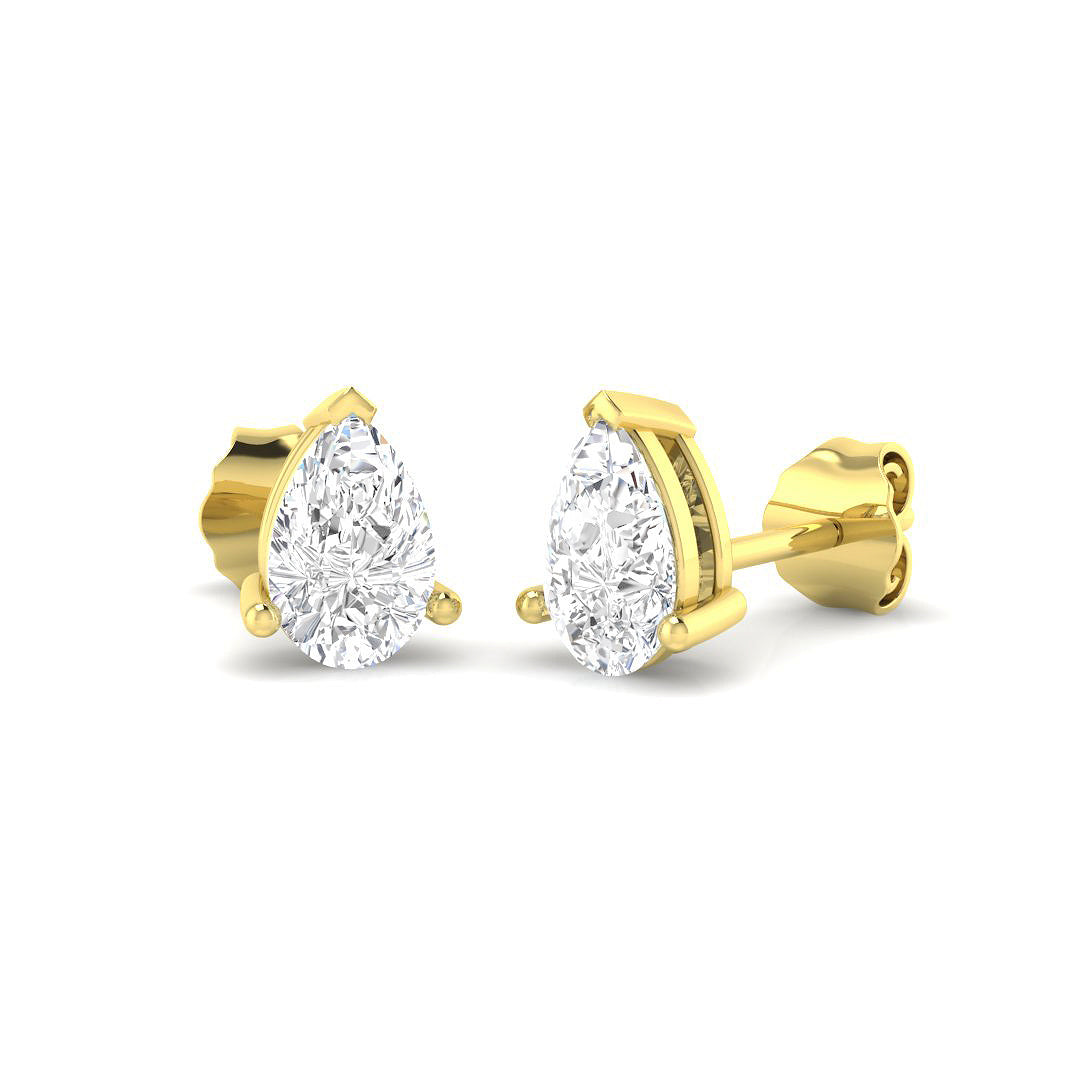 Stud Earrings with Lab Grown Pear Cut Diamond - 1.50ct in 10K/14K gold and platinum with certified lab-grown or natural diamonds