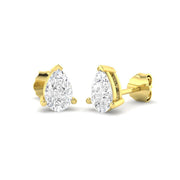 Stud Earrings with Lab Grown Pear Cut Diamond - 1.50ct in 10K/14K gold and platinum with certified lab-grown or natural diamonds