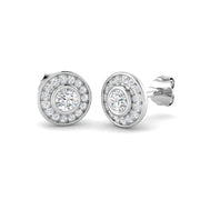 0.50 Ct DE/VVS Lab Grown Round Cut Diamond Halo Earring in 10K/14K gold and platinum with certified lab-grown or natural diamonds