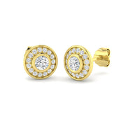 0.50 Ct DE/VVS Lab Grown Round Cut Diamond Halo Earring in 10K/14K gold and platinum with certified lab-grown or natural diamonds