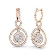 Peony Luxury Gold Drop & Trilogy Diamond Earrings - 2.5ct Elegant Jewelry in 10K/14K gold and platinum with certified lab-grown or natural diamonds