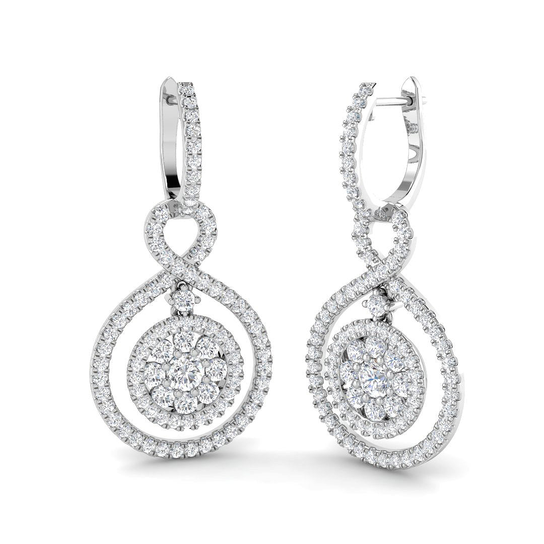 Peony Luxury Gold Drop & Trilogy Diamond Earrings - 2.5ct Elegant Jewelry in 10K/14K gold and platinum with certified lab-grown or natural diamonds