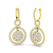 Peony Luxury Gold Drop & Trilogy Diamond Earrings - 2.5ct Elegant Jewelry in 10K/14K gold and platinum with certified lab-grown or natural diamonds