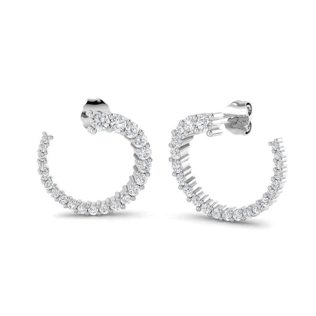 0.5 Ct Round Diamond Huggie Earrings in 10K/14K gold and platinum with certified lab-grown or natural diamonds