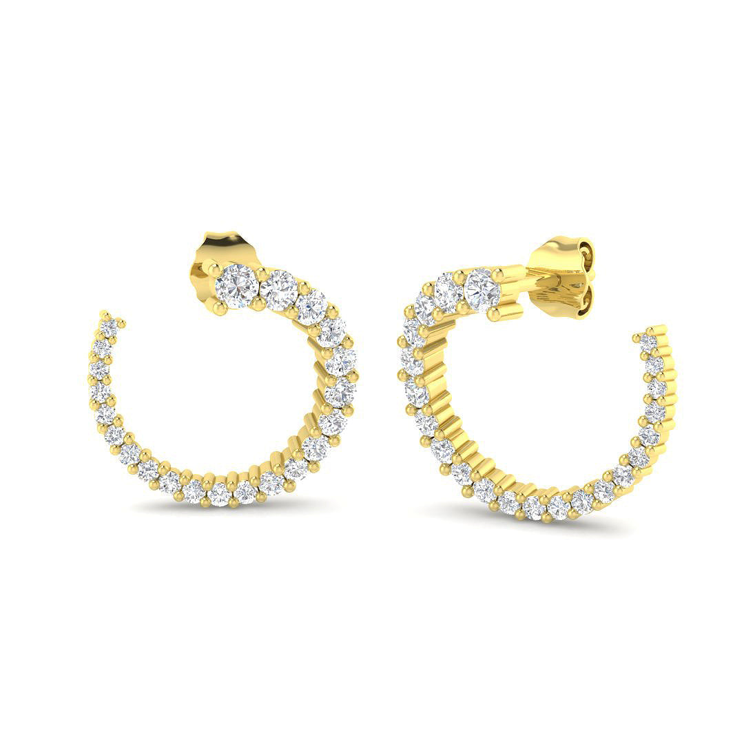 0.5 Ct Round Diamond Huggie Earrings in 10K/14K gold and platinum with certified lab-grown or natural diamonds