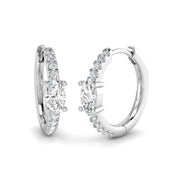 Oval & Round Diamond Hoop Earrings 0.5 in 10K/14K gold and platinum with certified lab-grown or natural diamonds