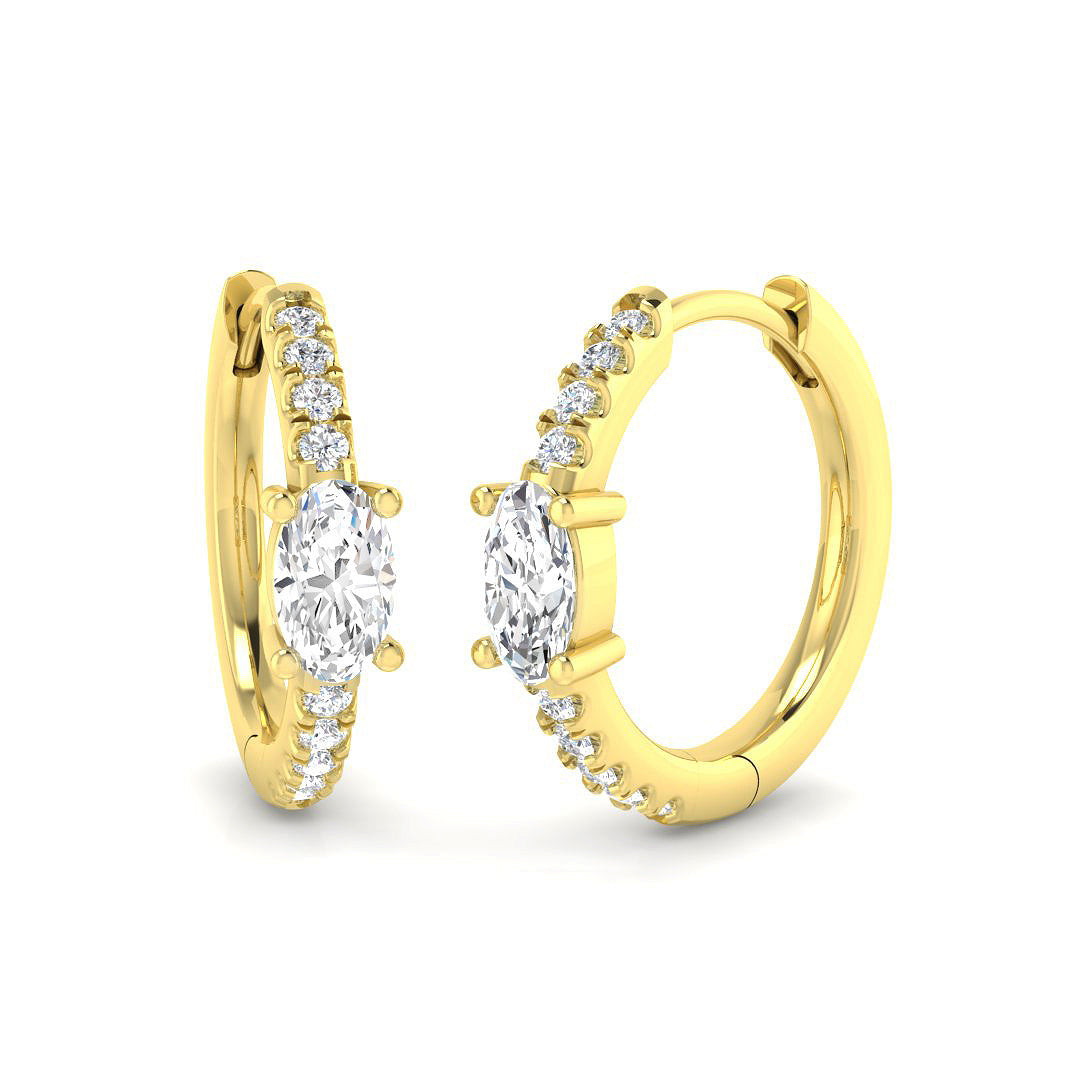 Oval & Round Diamond Hoop Earrings 0.5 in 10K/14K gold and platinum with certified lab-grown or natural diamonds