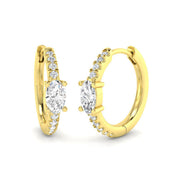 Oval & Round Diamond Hoop Earrings 0.5 in 10K/14K gold and platinum with certified lab-grown or natural diamonds