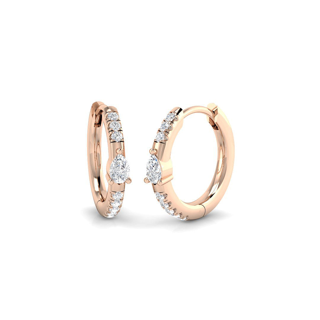 Pear & Round Diamond Hoop Earrings 0.2 in 10K/14K gold and platinum with certified lab-grown or natural diamonds
