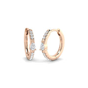 Pear & Round Diamond Hoop Earrings 0.2 in 10K/14K gold and platinum with certified lab-grown or natural diamonds