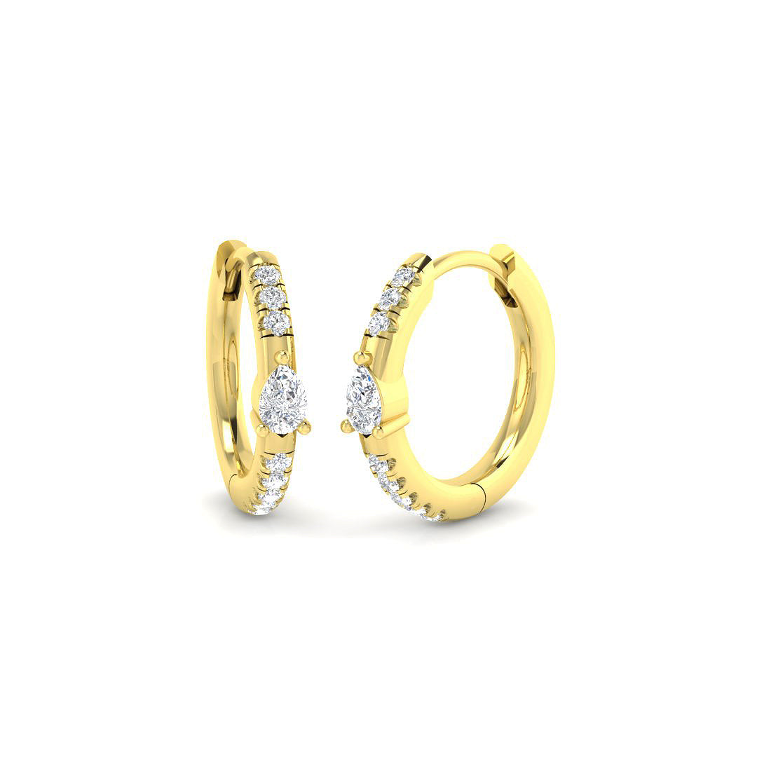 Pear & Round Diamond Hoop Earrings 0.2 in 10K/14K gold and platinum with certified lab-grown or natural diamonds