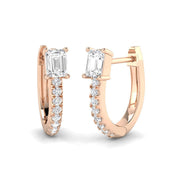 Hoop Earrings with Emerald & Round Diamonds in 10K/14K gold and platinum with certified lab-grown or natural diamonds
