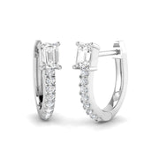 Hoop Earrings with Emerald & Round Diamonds in 10K/14K gold and platinum with certified lab-grown or natural diamonds