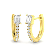 Hoop Earrings with Emerald & Round Diamonds in 10K/14K gold and platinum with certified lab-grown or natural diamonds