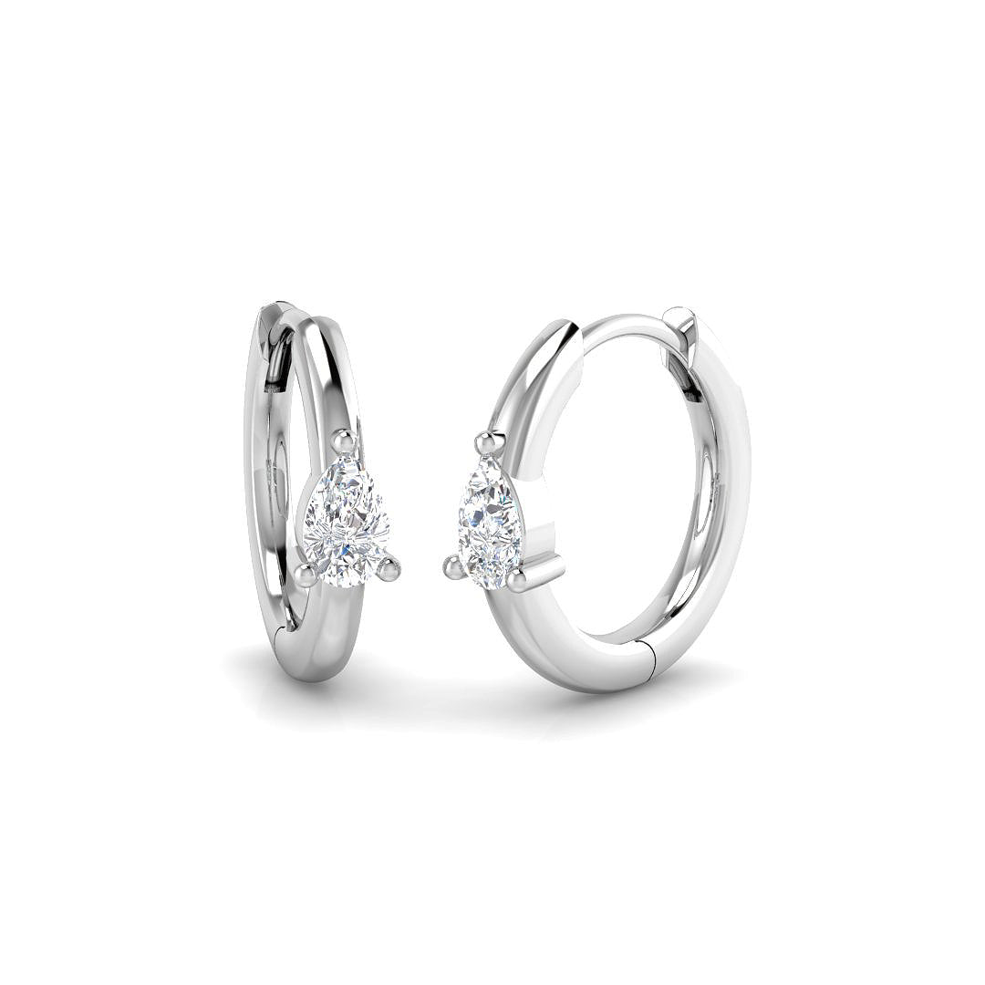 0.25 Ct Pear Diamond Hoop Earrings in 10K/14K gold and platinum with certified lab-grown or natural diamonds