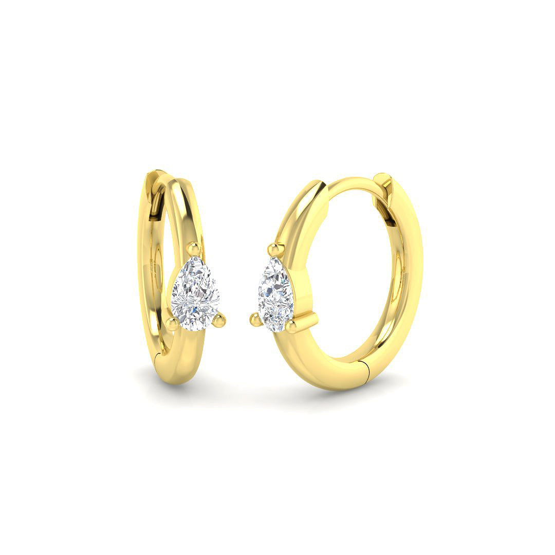 0.25 Ct Pear Diamond Hoop Earrings in 10K/14K gold and platinum with certified lab-grown or natural diamonds