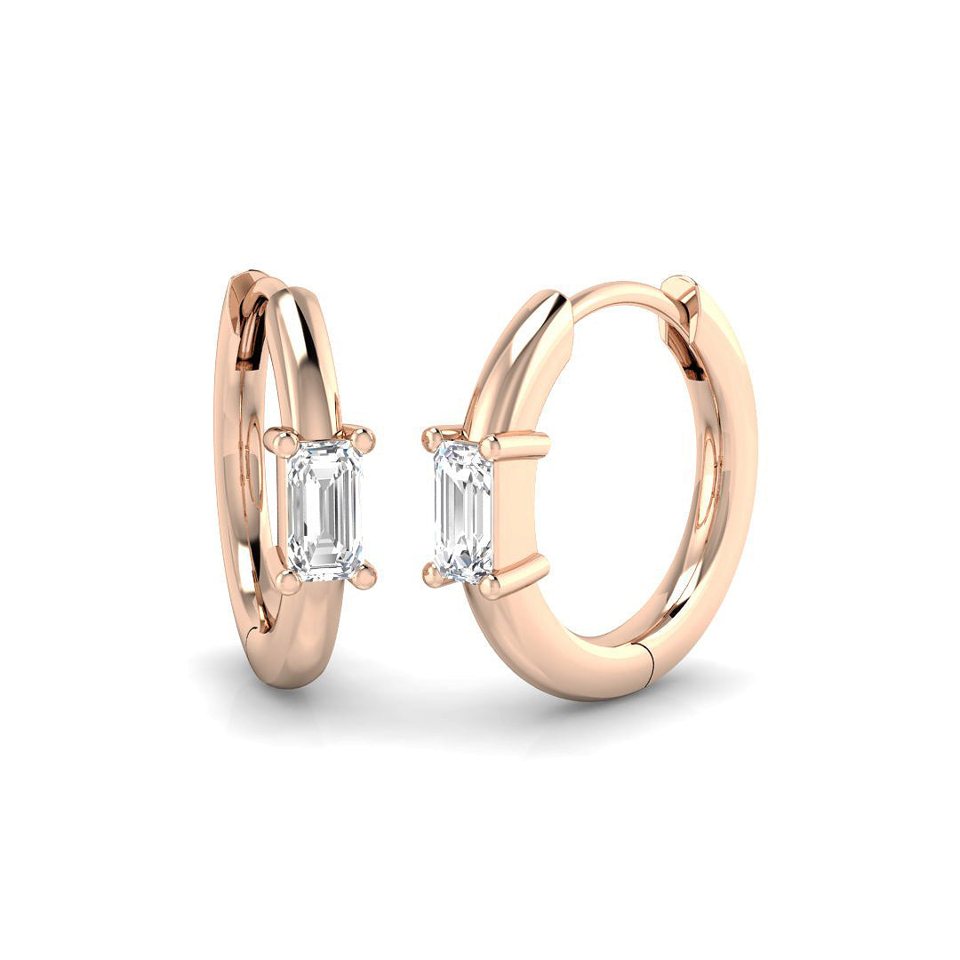 0.25 Ct Gold Hoop Earrings in 10K/14K gold and platinum with certified lab-grown or natural diamonds