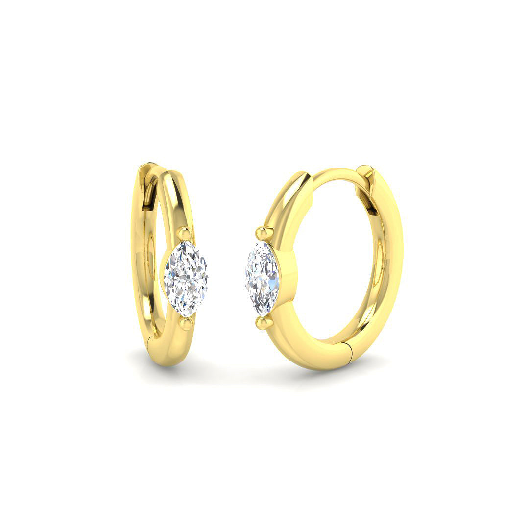 0.25 Ct Gold Hoop Earrings in 10K/14K gold and platinum with certified lab-grown or natural diamonds