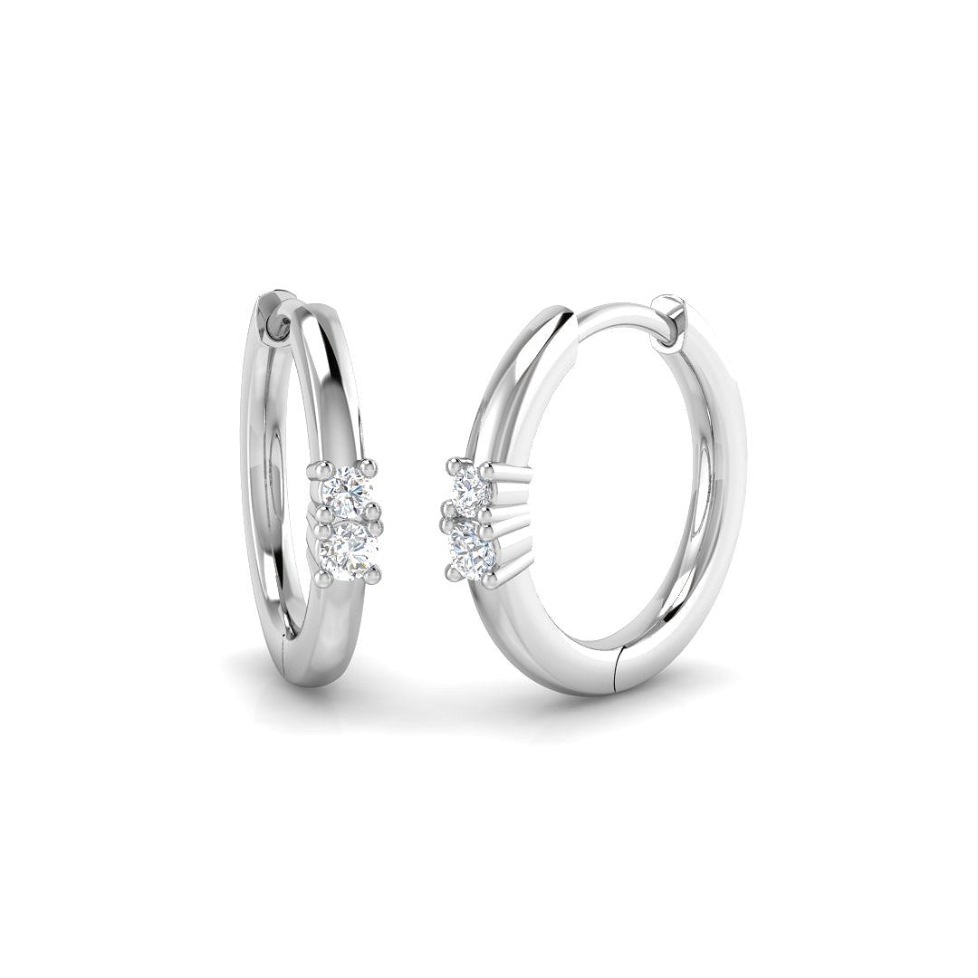 0.1 Ct Gold Hoop Earrings in 10K/14K gold and platinum with certified lab-grown or natural diamonds