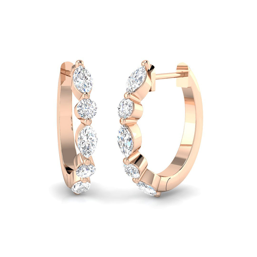 0.5 Ct Gold Hoop Earrings in 10K/14K gold and platinum with certified lab-grown or natural diamonds