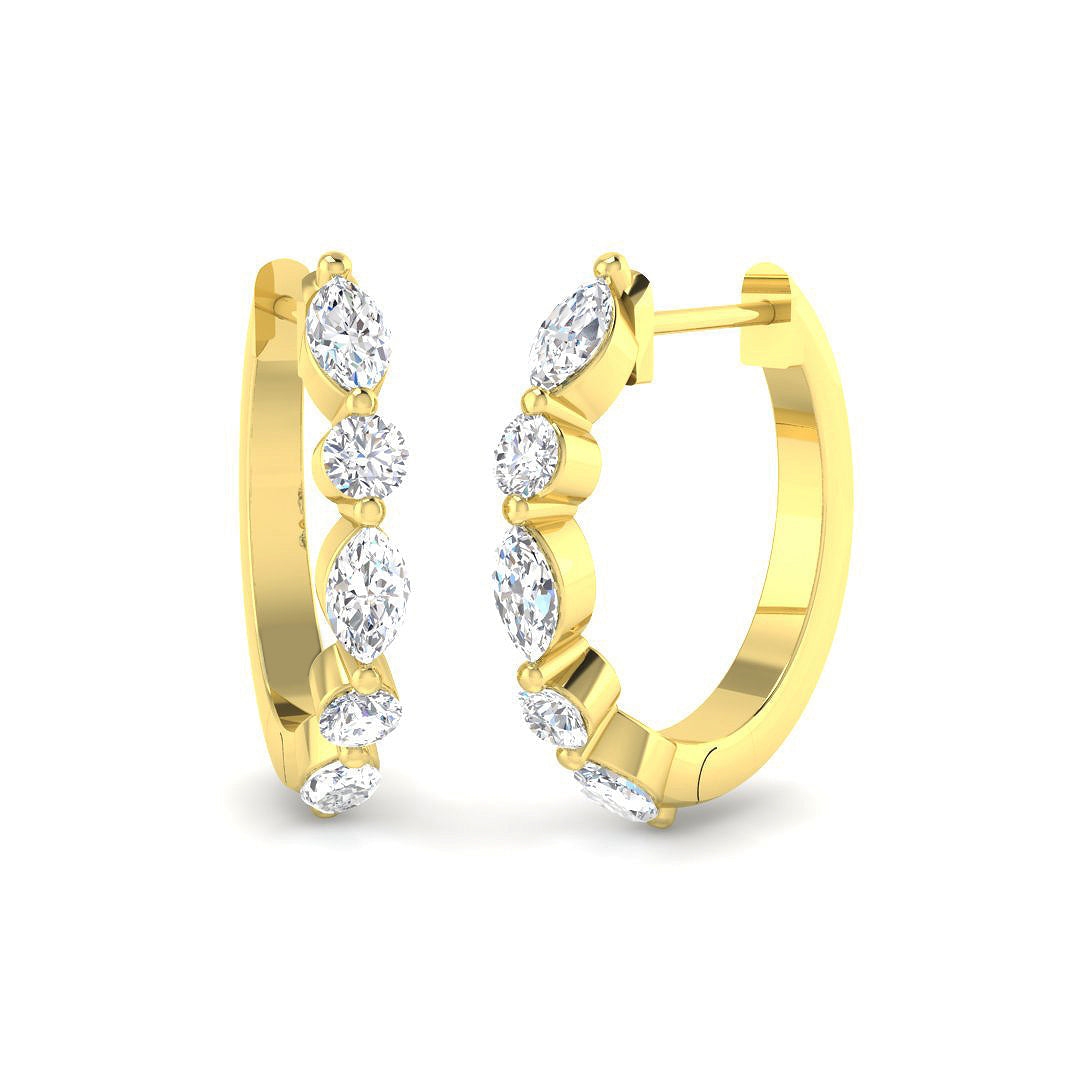 0.5 Ct Gold Hoop Earrings in 10K/14K gold and platinum with certified lab-grown or natural diamonds