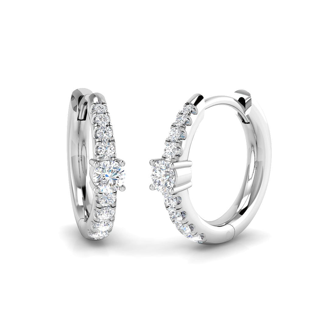 0.25 Ct Gold Hoop Earrings in 10K/14K gold and platinum with certified lab-grown or natural diamonds