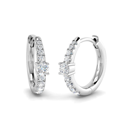 0.25 Ct Gold Hoop Earrings in 10K/14K gold and platinum with certified lab-grown or natural diamonds