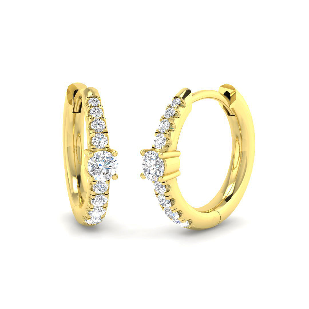 0.25 Ct Gold Hoop Earrings in 10K/14K gold and platinum with certified lab-grown or natural diamonds