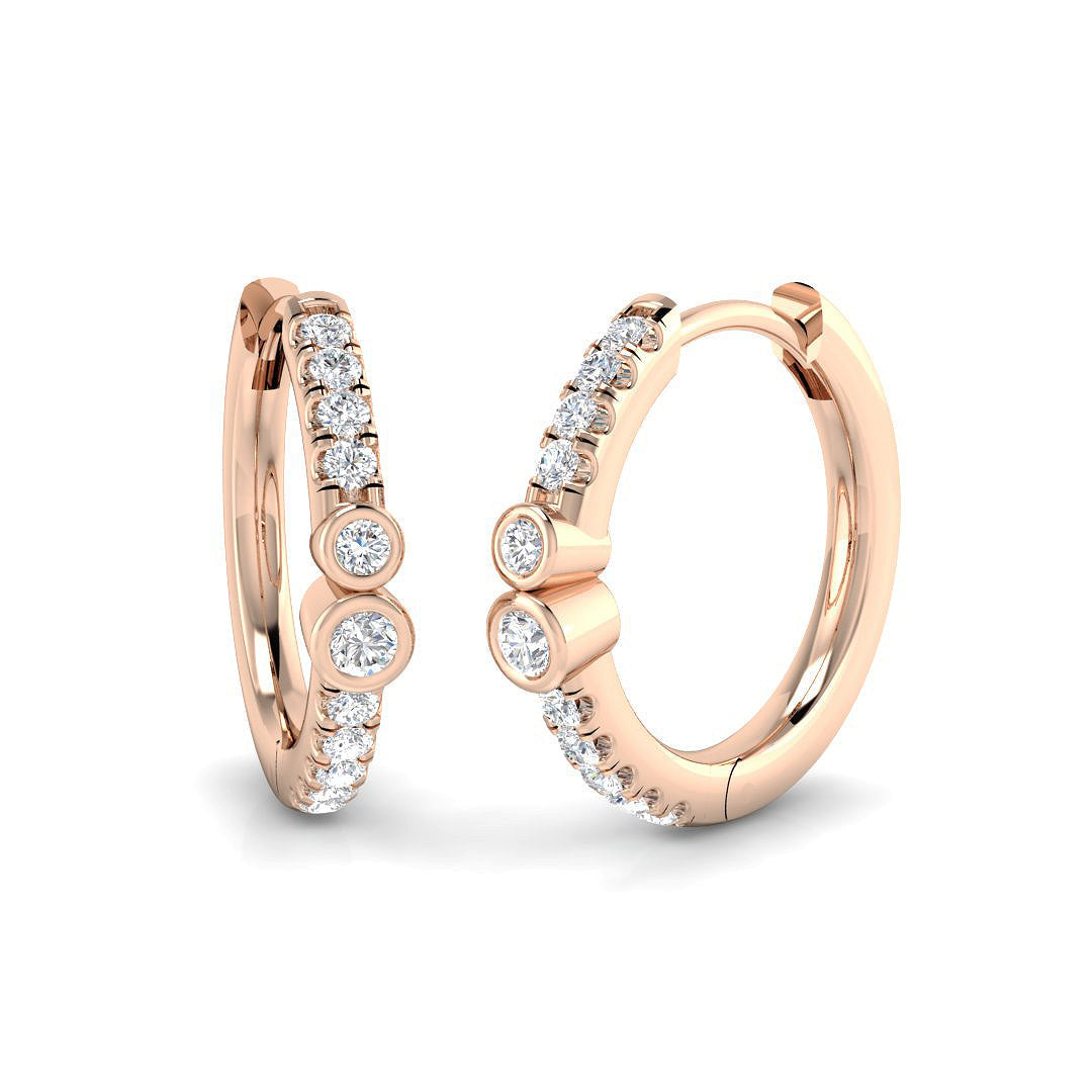 0.20 Ct Gold Diamond Hoop Earrings in 10K/14K gold and platinum with certified lab-grown or natural diamonds