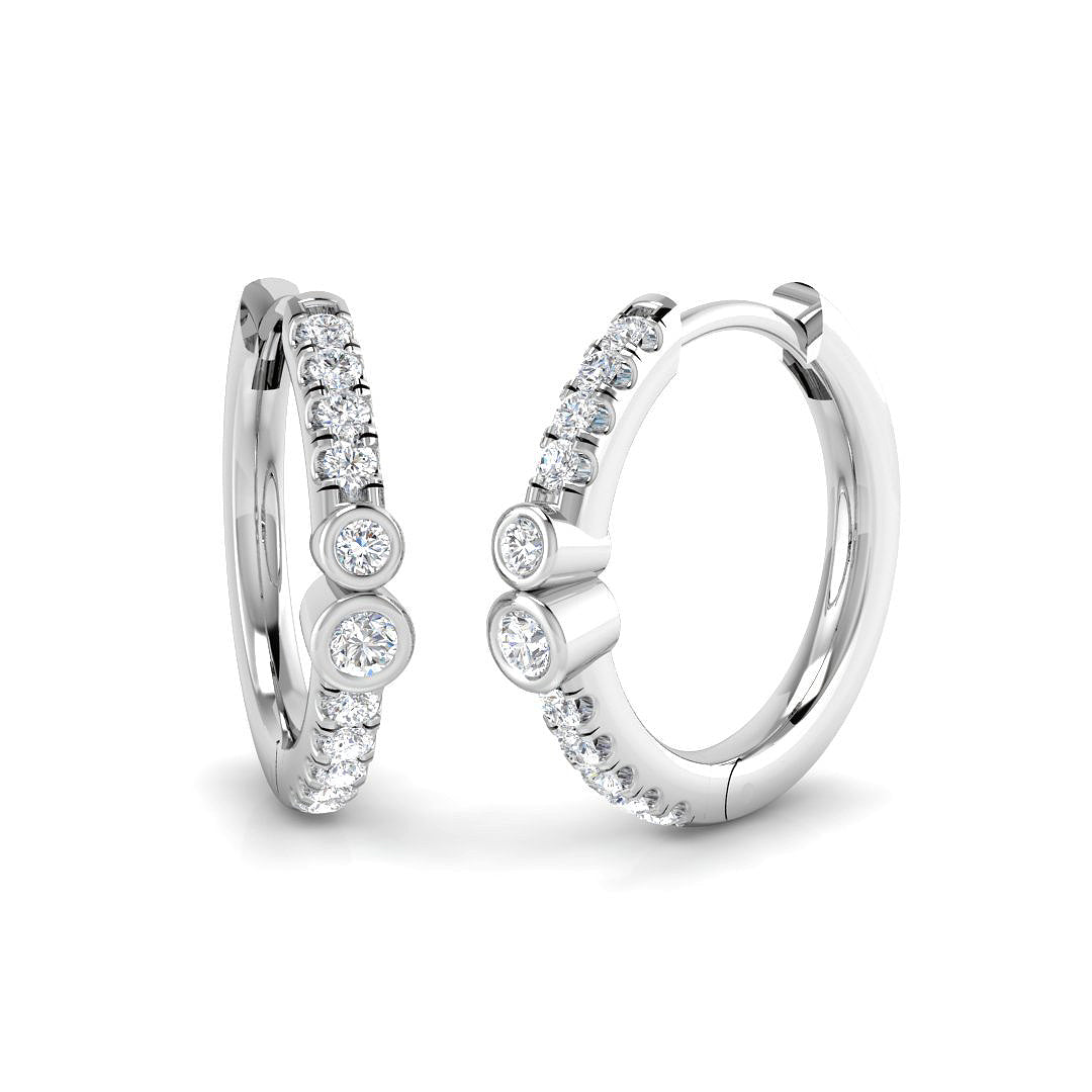 0.20 Ct Gold Diamond Hoop Earrings in 10K/14K gold and platinum with certified lab-grown or natural diamonds