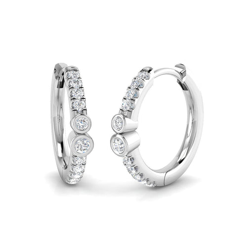 0.20 Ct Gold Diamond Hoop Earrings in 10K/14K gold and platinum with certified lab-grown or natural diamonds
