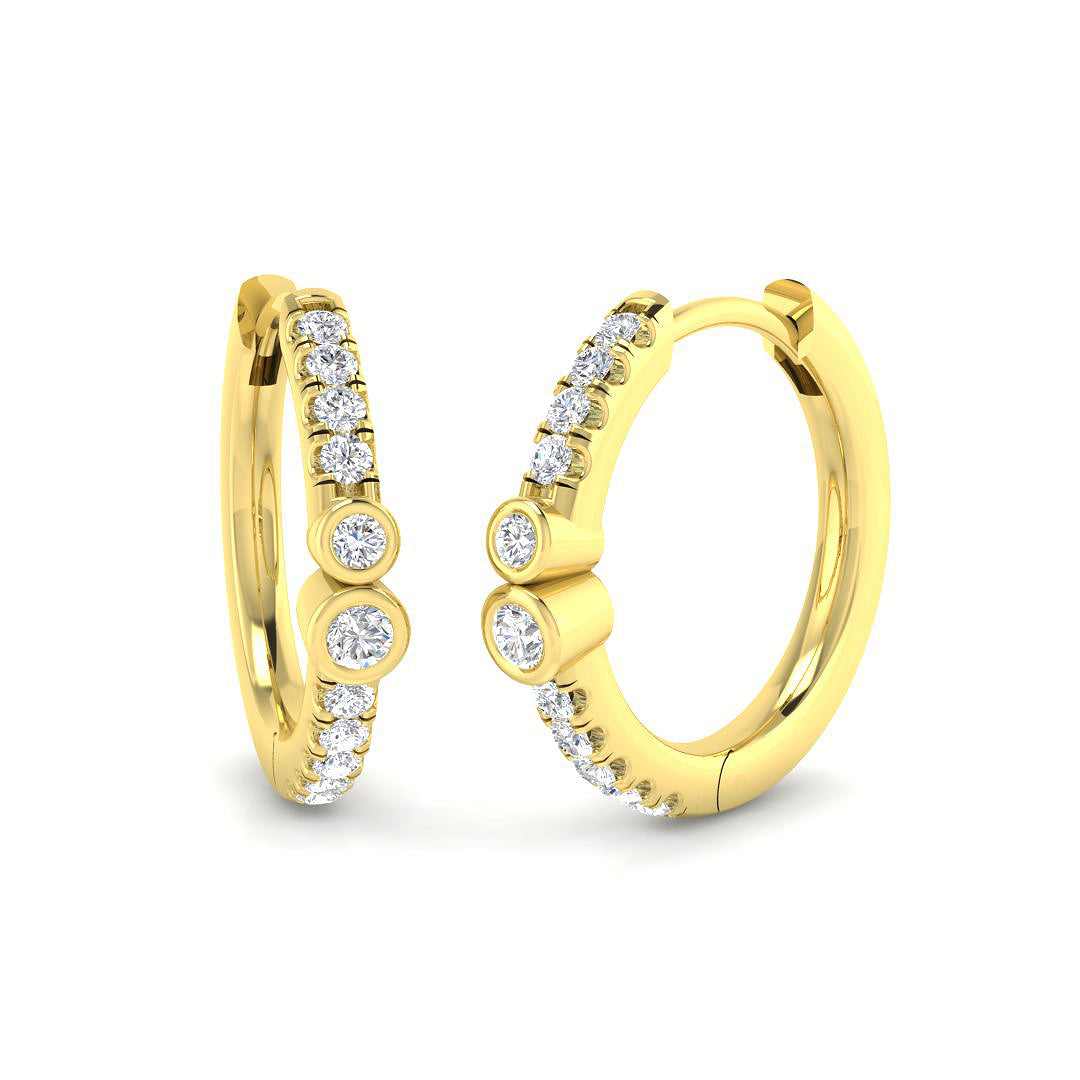 0.20 Ct Gold Diamond Hoop Earrings in 10K/14K gold and platinum with certified lab-grown or natural diamonds