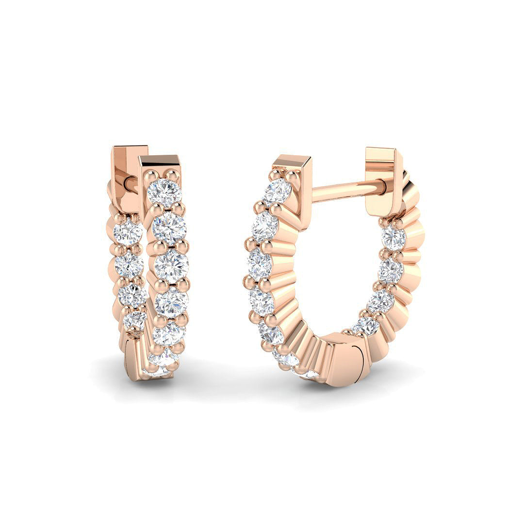 0.25 Ct Hoop Earrings in 10K/14K gold and platinum with certified lab-grown or natural diamonds