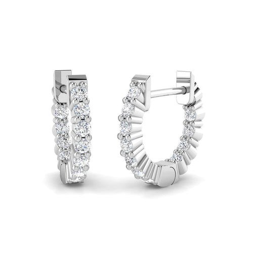 0.25 Ct Hoop Earrings in 10K/14K gold and platinum with certified lab-grown or natural diamonds