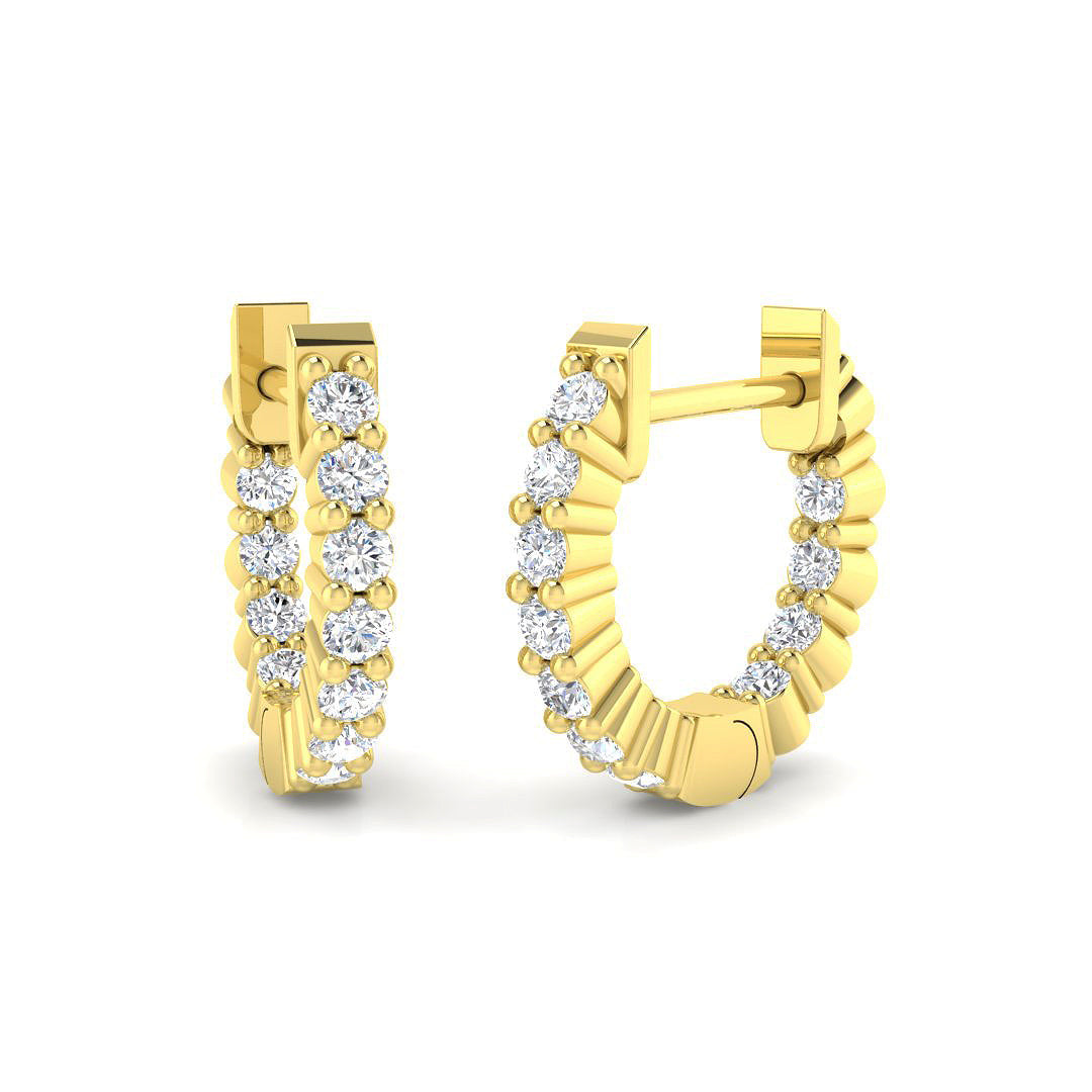 0.25 Ct Hoop Earrings in 10K/14K gold and platinum with certified lab-grown or natural diamonds