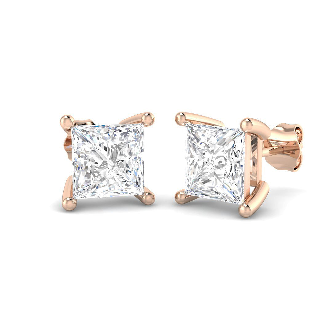 4.00 Ct DE/VVS Lab Grown Princess Cut Diamond Stud Earring in 10K/14K gold and platinum with certified lab-grown or natural diamonds