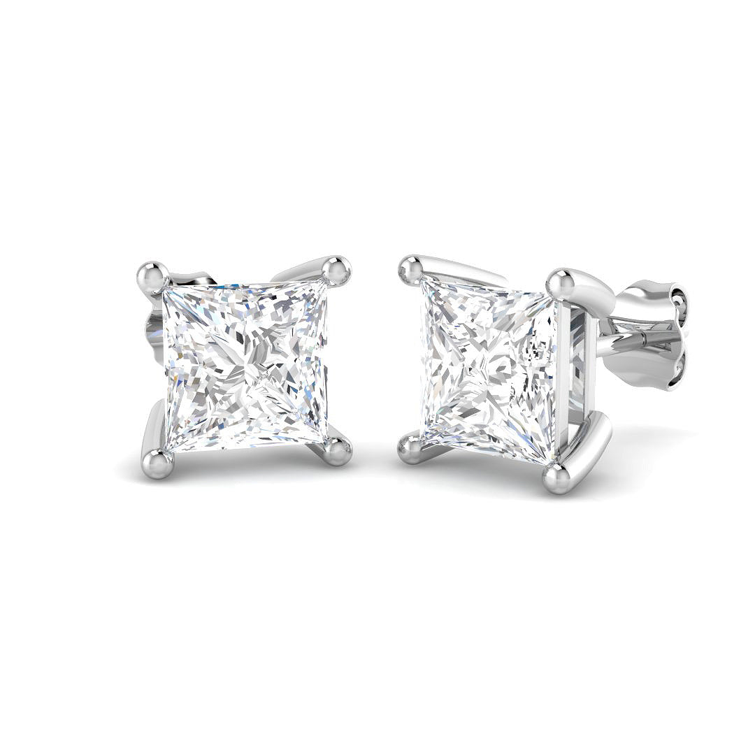 4.00 Ct DE/VVS Lab Grown Princess Cut Diamond Stud Earring in 10K/14K gold and platinum with certified lab-grown or natural diamonds