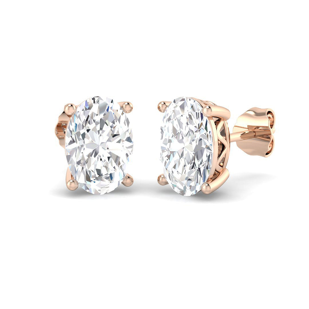 Stud Earrings with Lab Grown Princess Cut Diamond - 4.00ct in 10K/14K gold and platinum with certified lab-grown or natural diamonds