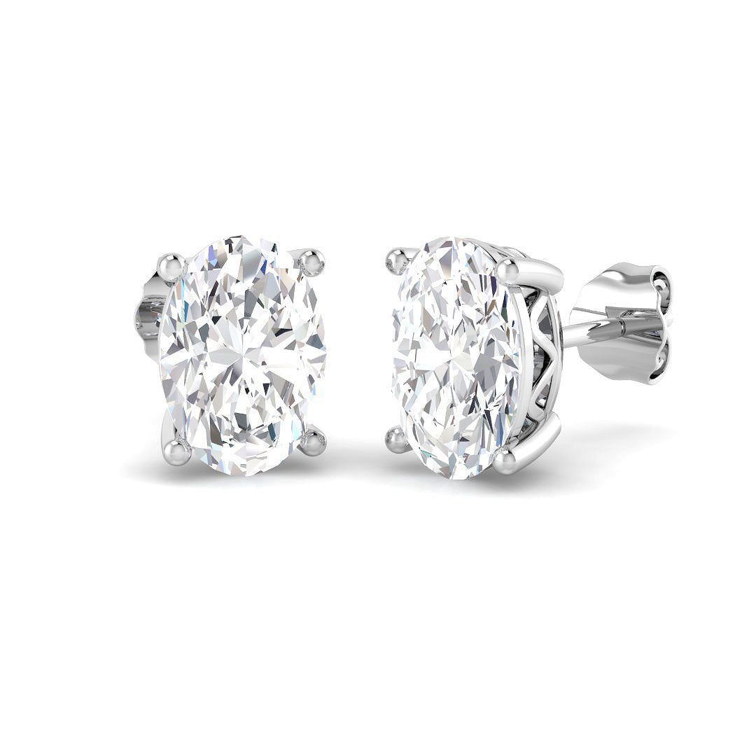 Stud Earrings with Lab Grown Princess Cut Diamond - 4.00ct in 10K/14K gold and platinum with certified lab-grown or natural diamonds