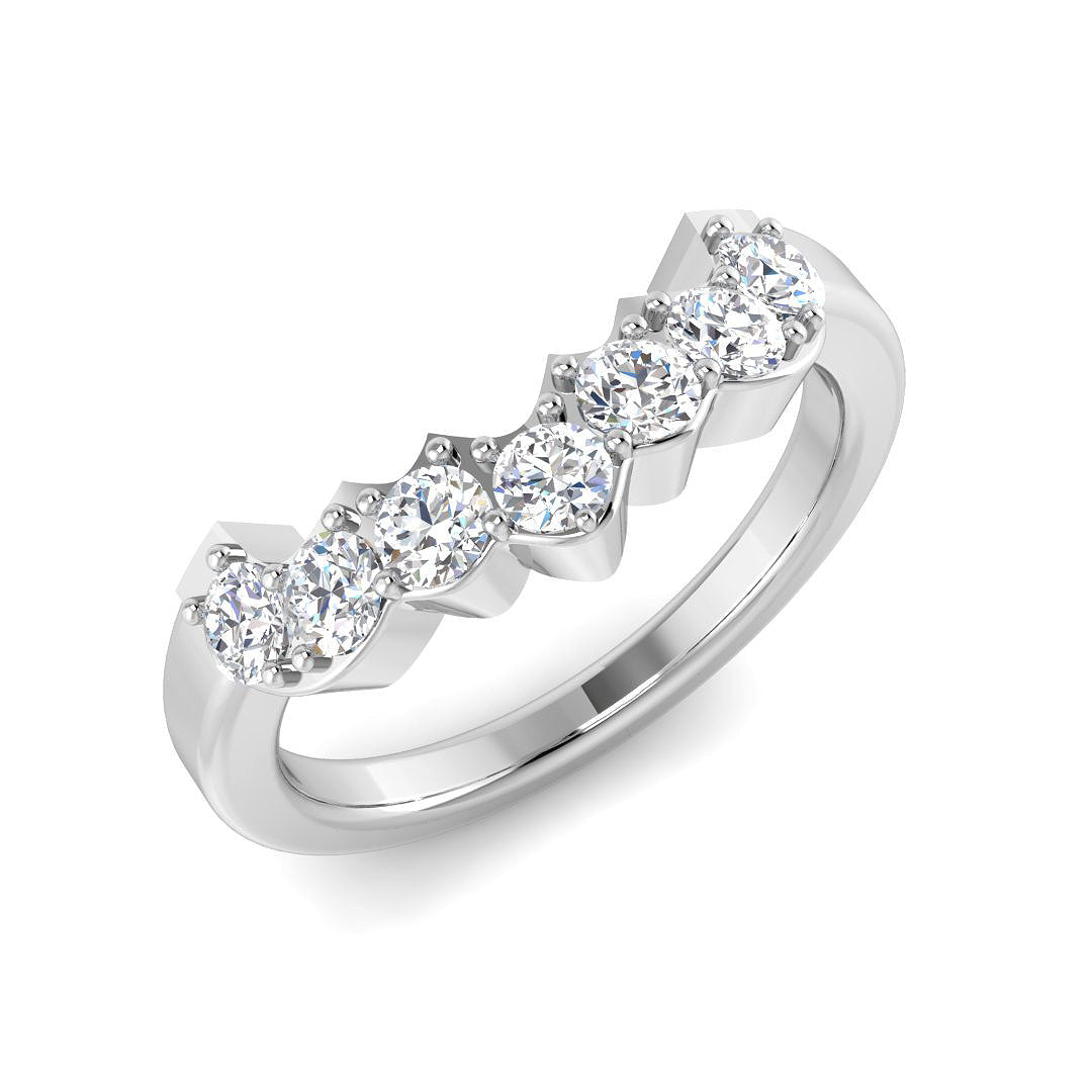 Graduated Round Diamond Wishbone Ring in 10K/14K gold and platinum with certified lab-grown or natural diamonds