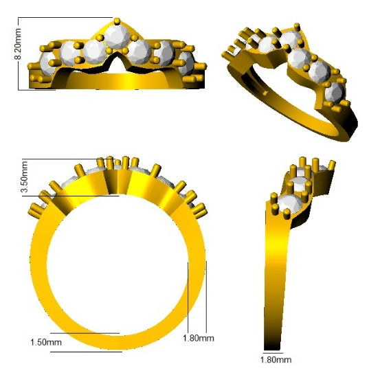 Graduated Round Diamond Wishbone Ring in 10K/14K gold and platinum with certified lab-grown or natural diamonds